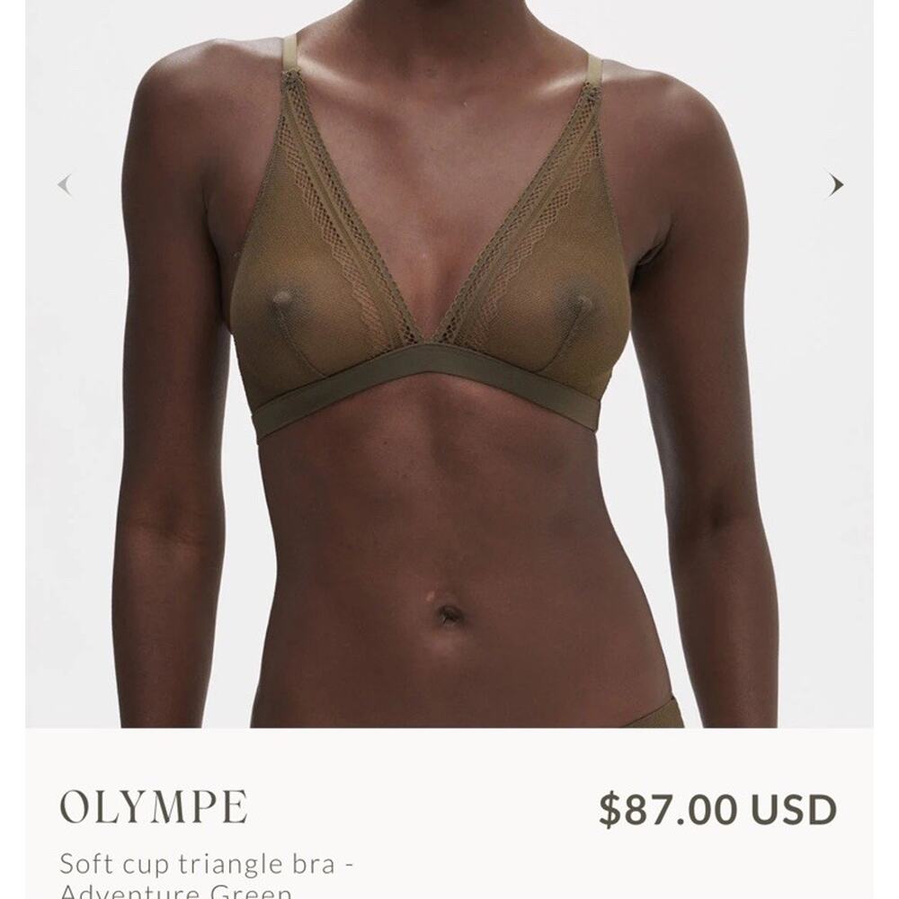 Simone Perele Triangle Lace Bralette Olive Green 34B Olympe‎ Bra